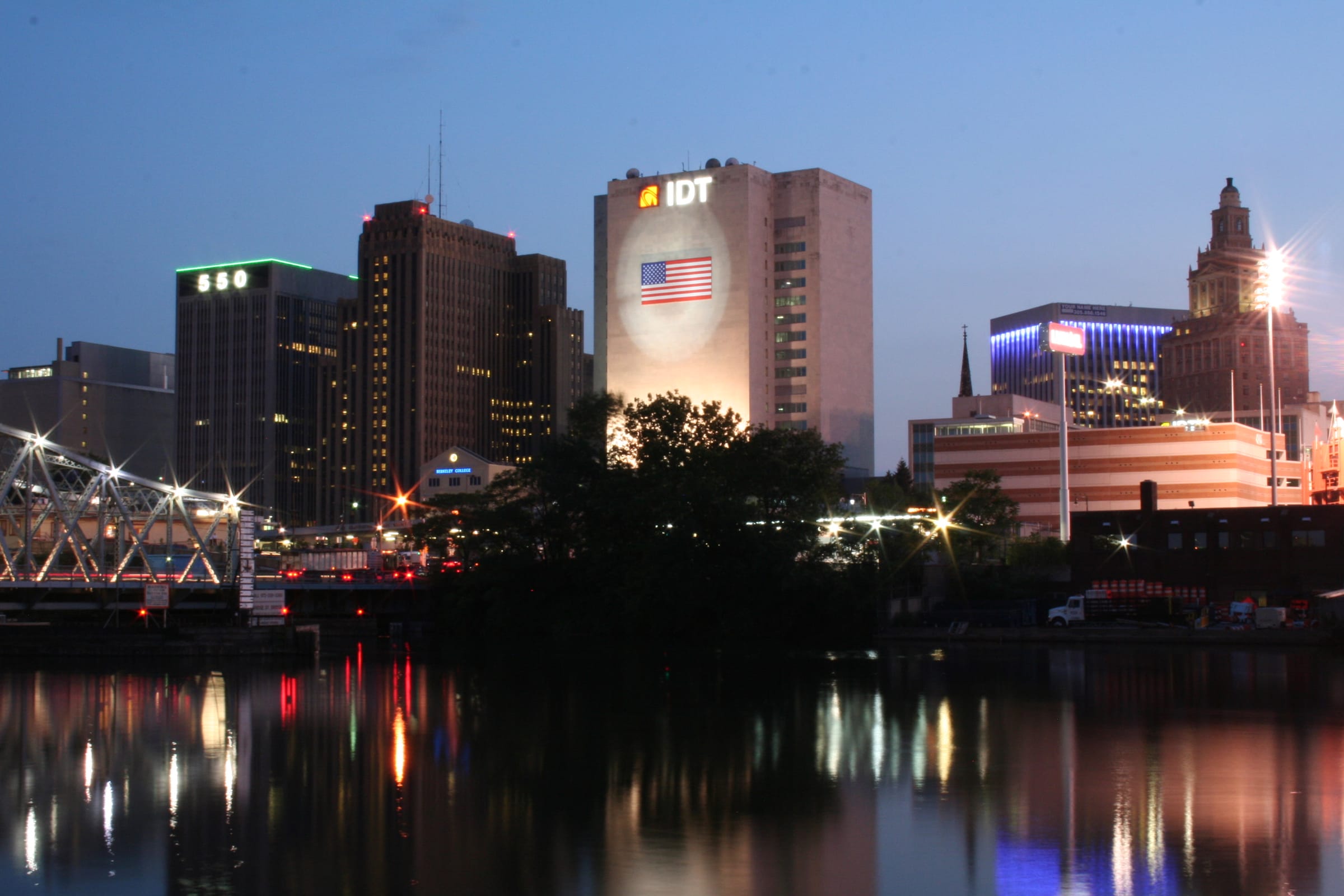 The Newark, New Jersey skyline at night